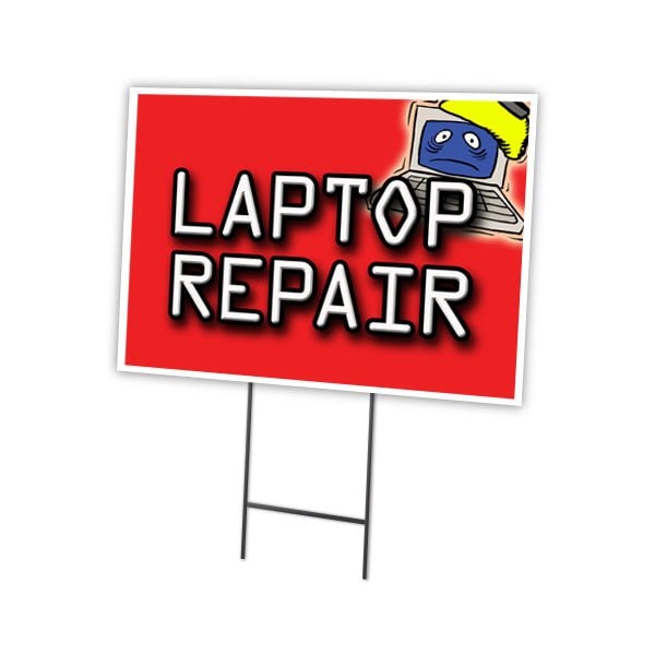 Signmission Laptop Repair Yard Sign & Stake outdoor plastic coroplast window, C-1216 Laptop Repair C-1216 Laptop Repair - main